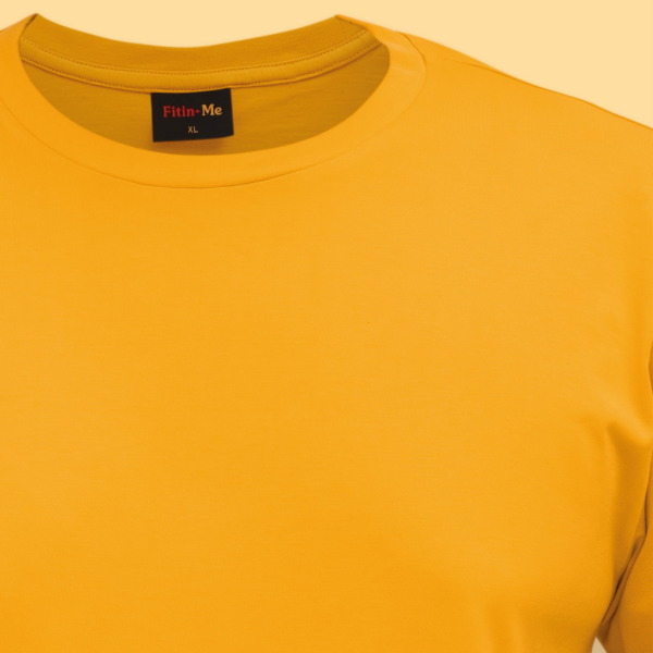 Fitin-Me Mens Classic Crew Neck T-Shirt - Supima Cotton - Mustard Yellow - Image 3