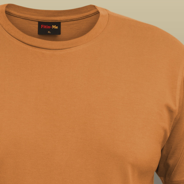 Fitin-Me Mens Classic Crew Neck T-Shirt - Supima Cotton - Caramel Brown - Image 3