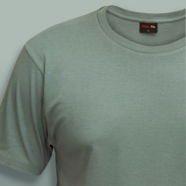 Fitin-Me Mens Classic Crew Neck T-Shirt - Supima Cotton - Olive Green (Washed) - Image 3