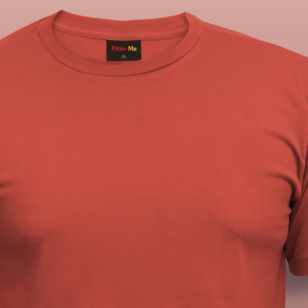 Fitin-Me Mens Classic Crew Neck T-Shirt - Supima Cotton - Brick Red - Image 3