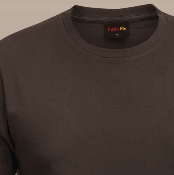 Fitin-Me Mens Classic Crew Neck T-Shirt - Supima Cotton - Coffee Brown (Washed) - Image 3