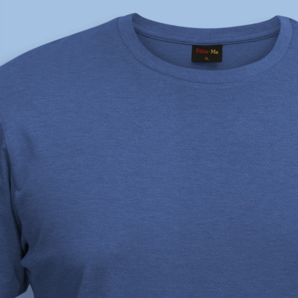 Fitin-Me Mens Classic Crew Neck T-Shirt - Supima Cotton - Bolt Blue Marl - Image 3