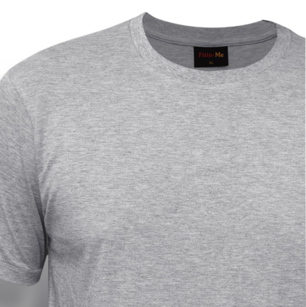 Fitin-Me Mens Classic Crew Neck T-Shirt - Supima Cotton - Heather Grey Marl - Image 3