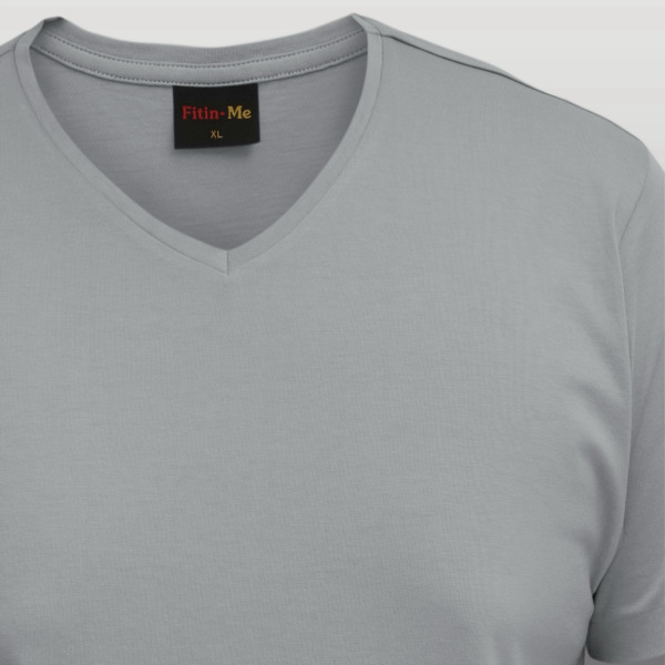 Fitin-Me Mens Classic V Neck T-Shirt - Supima Cotton - Pastel Grey - Image 3
